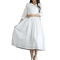 Loose Fitting Princess Button Up Boho Maxi Long Dress plus1x-10x(SZ16-52)