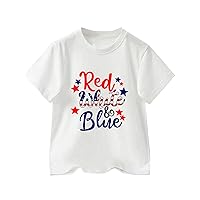 Heritage Boys Red White Blue Text Print T Shirts American Flag Shirt Kids Independence Day Patriotic Multi Color Shirt
