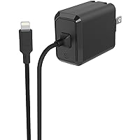 Scosche HPDi486-SP MFi Certified Type-C Wall Charger with Integrated Type-C Cable for 3.0, Apple Lightning Devices, Black