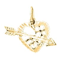 14K Yellow Gold Heart With Arrow Pendant