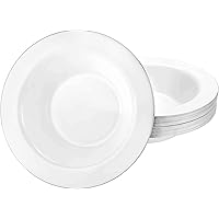 Kingzak Plastic Round Bowls, 5 Oz, White/Silver Edge