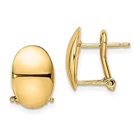 14k Gold Polished Omega Back Earrings Measures 12.5x8.75mm Wide Jewelry for Women