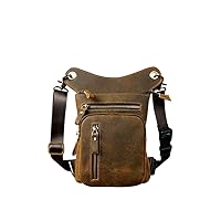 Leather Design Men's Crossbody Bag Coffee Organizer Fanny Belt Leg Bag