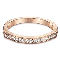 Boheme Lava Organic Bridal 18K Rose Gold Stacker Band with Bead Set Natural Diamonds