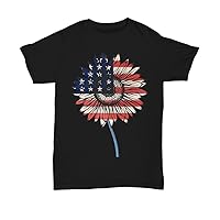 4th of July Sunflower Red White and Blue American Flag, Stars and Stripes Independence Day T Shirt Unisex Tee