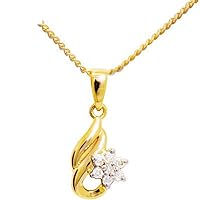 0.07 CT Round Cut Created Diamond Flower Drop Pendant Necklace 14K Yellow Gold Over
