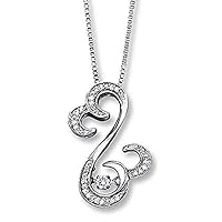Valentine’s Day Love Gift Open Hearts Round Cut Simulated Diamonds in 14k White Gold Plated 925 Sterling Silver Over Pendant Necklace
