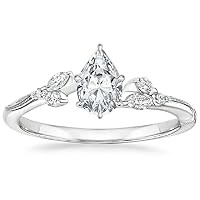 JEWELERYIUM 1 CT Pear Cut Colorless Moissanite Engagement Ring, Wedding/Bridal Ring Set, Solitaire Halo Style, Solid Sterling Silver Antique Anniversary Bride Jewelry, Gorgeous Gifts
