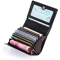 Wallet for Men Men's Wallet Start Layer Leather Purse Card Holder One-piece Bag Leather Organ Card Holder Multi-function ID Card Holder (Color : Black, Size : S)