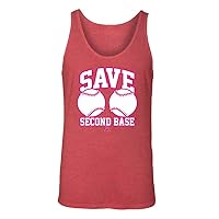 Manateez Men'sSave Second Base, Breast Cancer Awareness Tank Top XXL Red