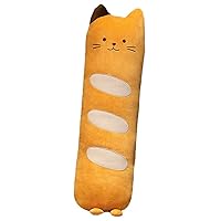Bread Pillow Long Cat Plush Doll Toy Soft Cartoon Kitten Stuffed Animal Funny Food Plushie Gift for Kids Girlfriend Orange 39.3 inch