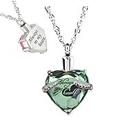 misyou Heart Cremation Urn Necklace for Ashes Urn Jewelry Memorial Pendant Elegant Laser Engraved Colored Glass (August)