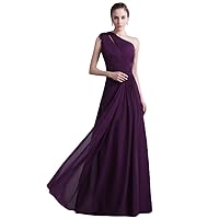 Grape Chiffon One Shoulder Keyhole Detail Bridesmaid Dresses With Bow