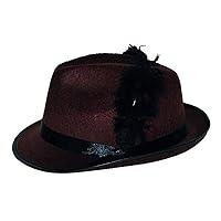 Tyrolean Hat - Brown with Black Accent Ribbon and Quill (Child)