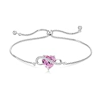 YL Infinity Heart Bracelet for Women 925 Sterling Silver cut 5A Cubic Zirconia Birthstone Bracelet Gifts for Mum Wife Girlfriend