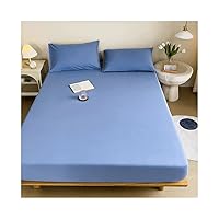 Pure Cotton Fitted Sheet Queen Size 30cm Deep Pocket Bottom Bed Sheet Fitted Mattress Protector Easy Care Soft Breathable (Color : B, Size : Queen-150x200cm)