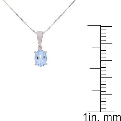 Gin & Grace 10K White Gold Genuine Aquamarine Pendant with Diamonds | Ethically, authentically & organically sourced (Oval-cut) shaped Aquamarine hand-crafted jewelry for her