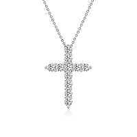 0.13 Cttw -1 Cttw Natural Diamond Cross Pendant Necklace for Women 10K 14K 18K Gold Real White Diamond Cross Necklace Jewelry Gift for Her