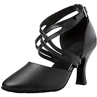 Womens Body Strap Latin Dance Shoes Ballroom Pumps Closed Toe Jazz Salsa Tango 7.5cm Kitten Heels Soft Sole Customized Heel