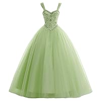 Women's Spaghetti Strap Ball Gown Tulle Quinceanera Dress Sweetheart Prom Dress