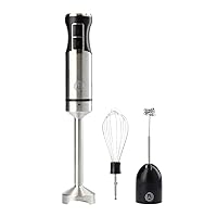 Immersion Blender Handheld with Electric Whisk & Milk Frother Attachments, Hand Held Stainless Steel Stick Emulsifier for Making Baby Food, Soup, Puree, Cake, Cappuccino, Latte etc, 400W