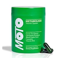 MOTO Metabolism Support for Women - Support Natural Energy and Balance Blood Sugar Levels, with EGCG, Green Tea Extract, Chromium, and Vitamin B12 – Vegan and Sugar Free Capsules, 60 Count (Pack of 1)