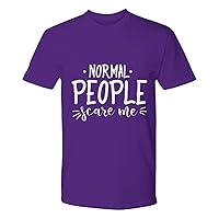 Normal People Scare Me Horror Tops Tees Women Men Premium Tee 100% Cotton Pre-Shrunk Jersey Purple T-Shirt