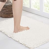 Walensee Large Bathroom Rug Non Slip Bath Mat (72x24 Inch Ivory) Water Absorbent Super Soft Shaggy Chenille Machine Washable Dry Extra Thick Perfect Absorbant Best Plush Carpet for Shower Floor