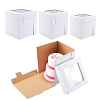 Tall Cake Boxes for Tier Cakes,3 Sizes 6 Pack 8x8x10,10x10x12 and 12x12x12Inch,Sturdy White Tall Cake Box Shipping in 8 10 12 Inch 2 3 Tier for Wedding Layer Tiered Cakes