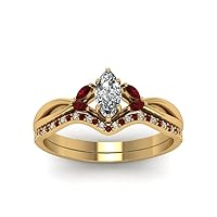 Choose Your Gemstone Marquise Cut Twisted Diamond CZ Bridal Set Yellow Gold Plated Marquise Shape Wedding Ring Sets Minimal Modern Design Birthday Gift Wedding Gift US Size 4 to 12
