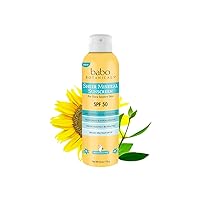 Babo Botanicals Super Shield Mineral Sunscreen Spray SPF 50 - Natural Zinc Oxide & Titanium Dioxide - Extra Sensitive Skin - Water Resistant - Vegan - Fragrance-Free - Air-Powered Spray - For all ages