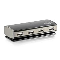 C2G 4 Port USB Hub, Plug and Play USB Hub, 2.0 Aluminium USB Hub for Desktop or USB Hub for Laptop, Silver, C2G 29508