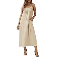Women's Summer Dresses with Pockets Sleeveless Casual Zipper Hooded Dress Sundress, S XL