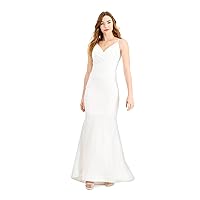 Morgan & CO Womens White Ruffled Spaghetti Strap Surplice Neckline Full-Length Formal Body Con Dress 15