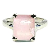 Choose Your Color Natural Gemstone Silver Promise Rings Birthstone Emerald Cut Handamde Size 5-12