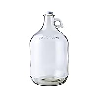 FastRack MN-TF9E-S1RA Glass Water Bottle Includes 38 mm Metal Screw Cap, 1 gallon Capacity, Clear
