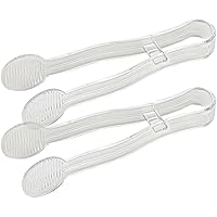 Simcha Collection Clear Plastic Small Serving Tongs - Pack of 2 - Chic Design, Perfect for Picking Up Appetizers & Delicate Desserts At Weddings, BBQs, Parties, Catering Events, & More