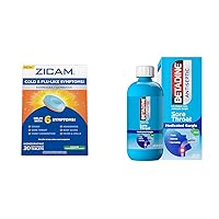 Zicam Cold Symptoms Relief with Betadine Sore Throat Gargle, Echinacea & Sambucus Homeopathic Tablets, 20 Count & 8 FL OZ