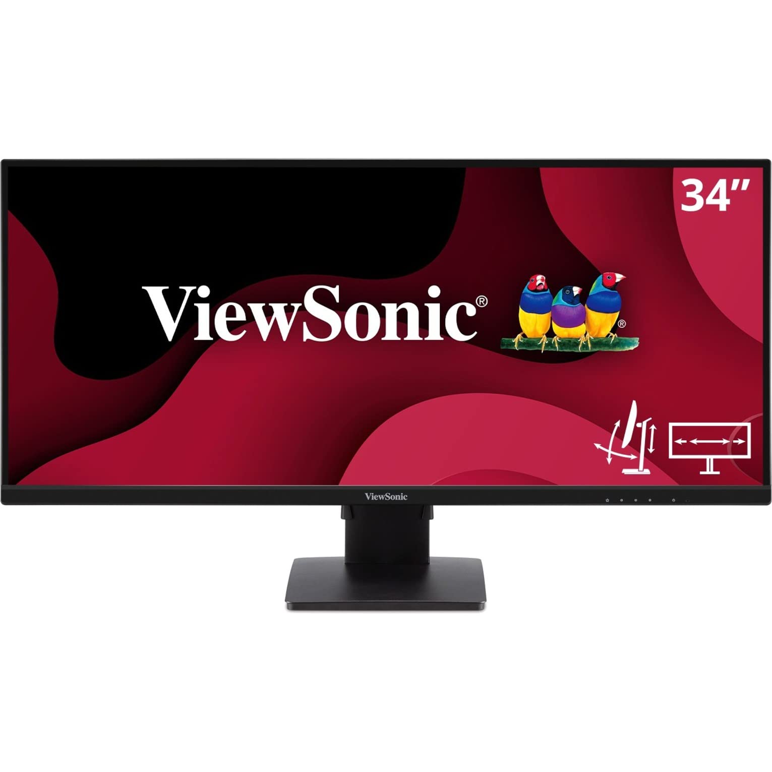 ViewSonic VA3456-MHDJ 34 Inch 21:9 UltraWide WQHD 1440p IPS Monitor with Ultra-Thin Bezels, Ergonomics Design, HDMI, and DisplayPort Inputs for Home and Office,Black