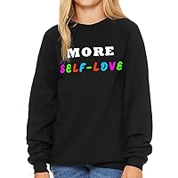More Self Love Kids' Raglan Sweatshirt - Word Print Sponge Fleece Sweatshirt - Multicolor Sweatshirt