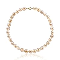 14K Yellow Gold 11.0-13.0mm Extra Luster Pink Baroque Freshwater Cultured Pearl necklace 20