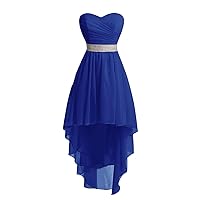 Short Sweetheart Ruched Chiffon Prom Homecoming Dress High Low Formal Party Ball Gown Royal Blue 16W