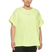 DKNY Sport Womens Plus Tee Fitness Pullover Top Yellow 2X
