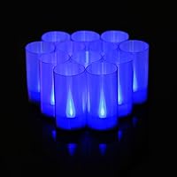 LANKER Flameless Candles, Battery Operated LED Pillar Candles, D1.5 x H3 inch, Flickering Blue Long Flame-Effect Light, Romantic Electronic Fake Votive Candles for Party, Set of 12 (Blue)