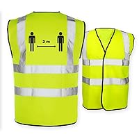 Expert Workwear Hi Vis Social Distancing Vest - Safe Distance - High Visibility Reflective Safety Waistcoat (XL, Yellow)