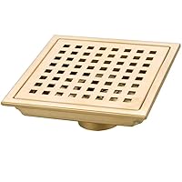 Brushed Gold Square Shower Floor Drain, 304 Stainless Steel for Bathroom Kitchen Waste Grate Large Flow Drainer 150MM