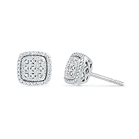 DGOLD Sterling Silver White Round Diamond Fashion Earrings (0.03 Cttw)