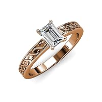 IGI Certified Emerald Shape Lab Grown Diamond (VS1/F) 1.00 ct Infinity Women Solitaire Engagement Ring 14K Gold