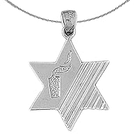 Gold Star Of David Necklace | 14K White Gold Star of David Pendant with 18