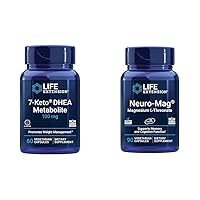 7-Keto DHEA Fat-Burning Metabolite and Neuro-Mag Magnesium L-Threonate Brain Health Supplement Bundle, 60 and 90 Vegetarian Capsules
